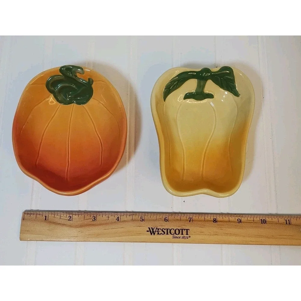 Jardin Potager‎ Ceramic Bowls Pumpkin & Yellow Pepper Set Of 2 Williams Sonoma